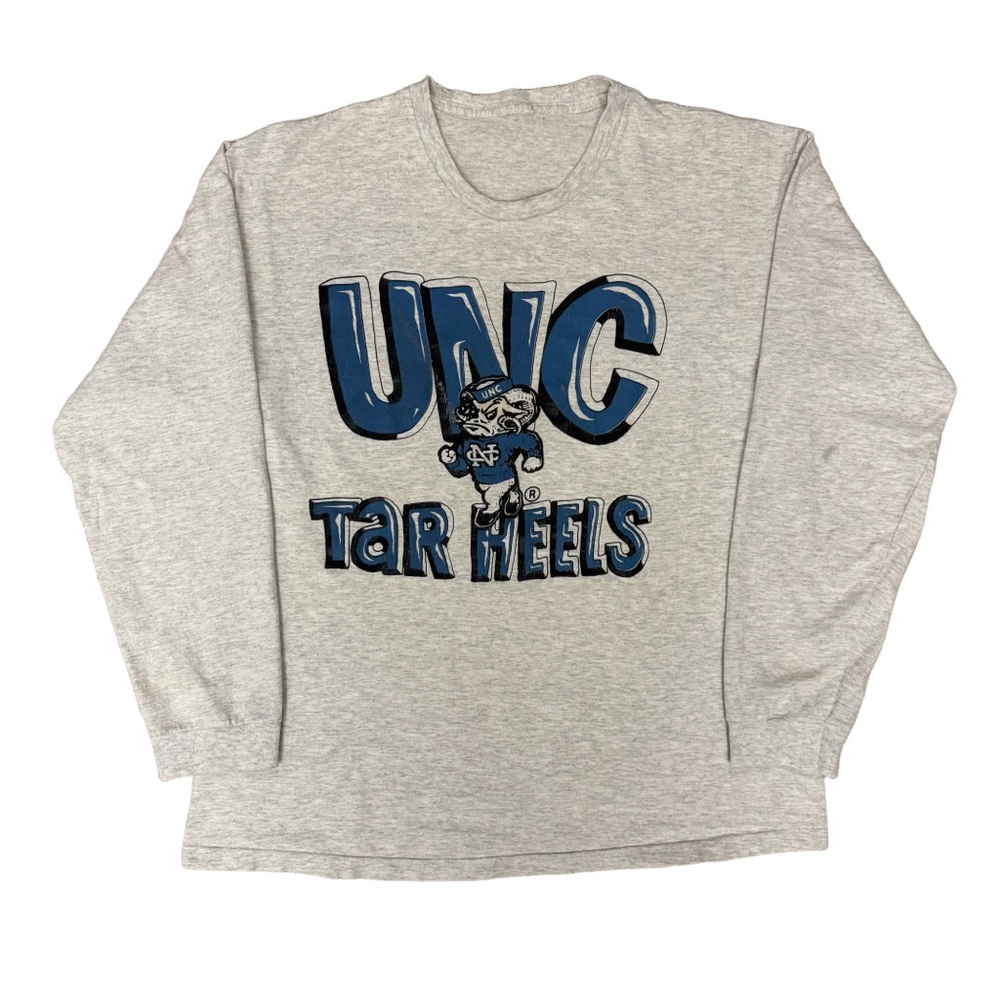 Vintage University North Carolina Tar Heels Long Sleeve Shirt Gray L